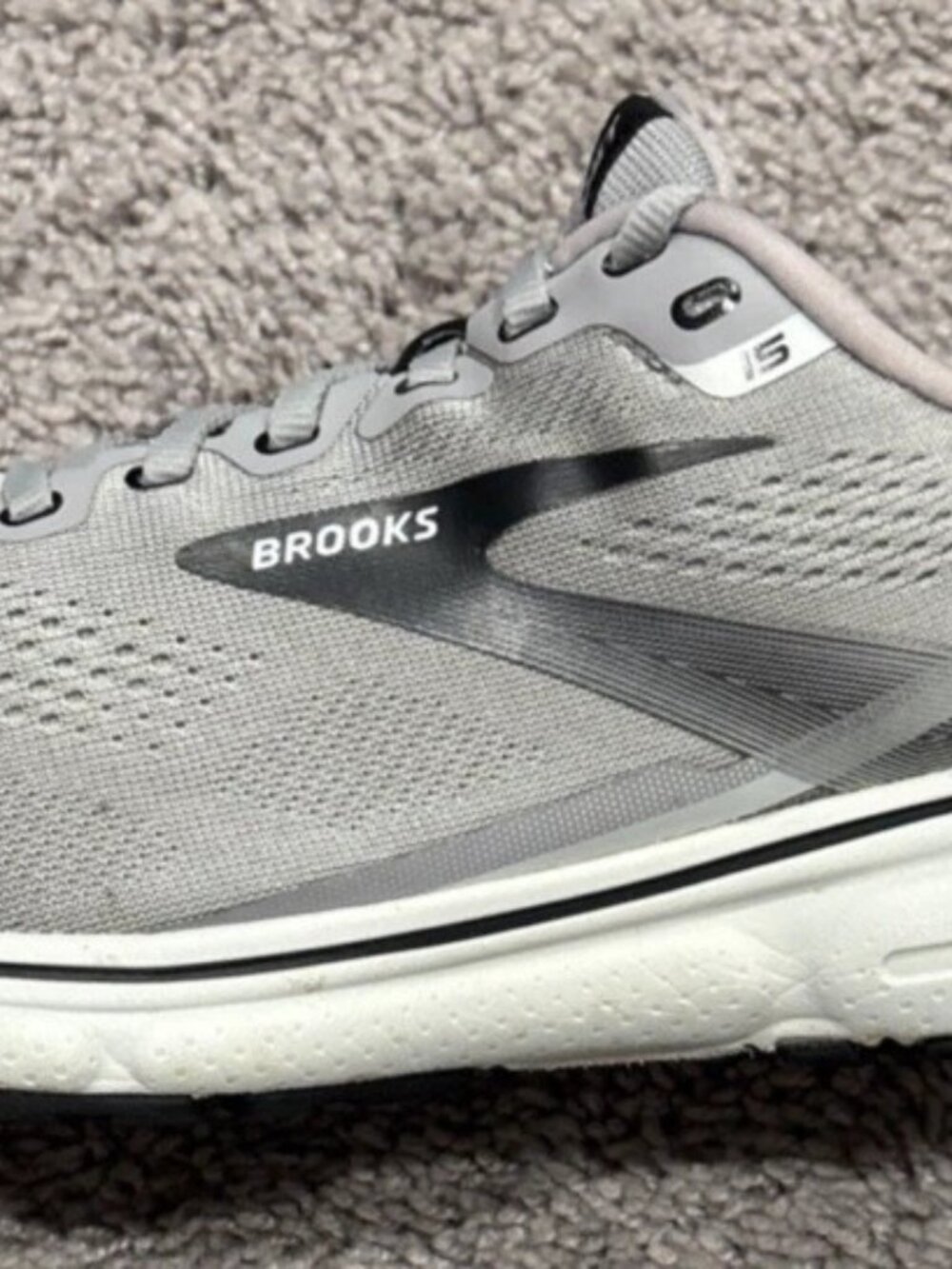 Brooks Ghost 15 Shoes Mens Size 8.5 2E Wide Gray Running Sneakers Athletic